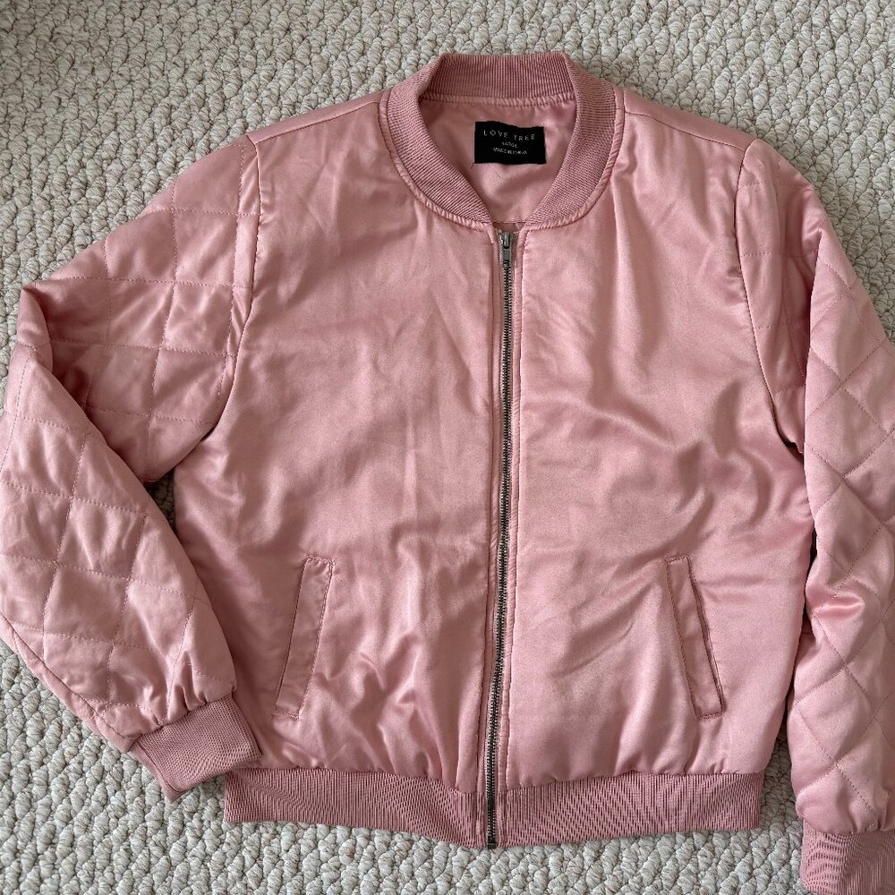Womens Pink Bomber Jacket Size L